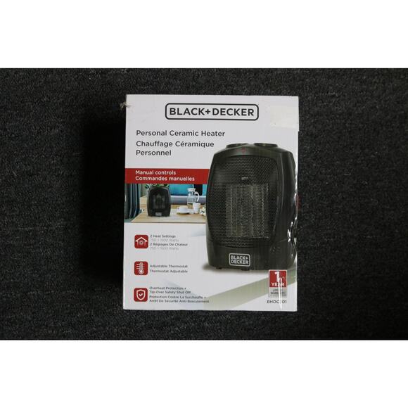 New Black and Decker Ceramic Heater Black BHDC201 Space Heater - Picture 1 of 4